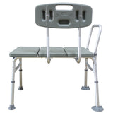Medical Bathroom Safety Shower Tub Aluminium Alloy Bath Chair Transfer Bench with Back & Handle Gray 23066478