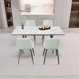 47"-63" extendable MDF modern dining and chair set, suitable for 2-6 people, white dining 42903618