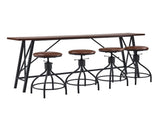 Industrial 5-Piece Bar Table and Swivel Stool Set 1 Table 4 Chairs 83.8 Inch Brown 3cm Fake Thick 56276013