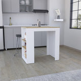 Portree Kitchen Island with 3-Side Shelves B070P188817