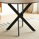 42.1"BLACK AND WOOD COLOR Table Mid-century Dining Table for 4-6 people With Round Mdf Table Top, W234P185625