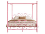 Metal Canopy Bed Frame with Vintage Style Headboard & Footboard, Easy Assembly All Parts Included, W840P465779