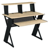 Natural and Black Music Desk with Cord Managements B062P184577