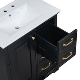 ZUN 30" Bathroom Vanity with Sink, One Package, Black Bathroom Cabinet with Drawers, Solid Frame and MDF N725P192829B