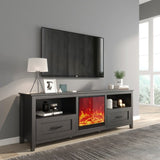 ZUN 70.08 Inch Length Black TV Stand for Living Room and Bedroom, with 2 Drawers and 4 High-Capacity W881P242551