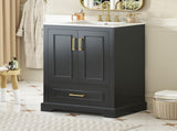 24"Bathroom Vanity with Sink, MDF Cabinet with Solid Wood Frame, 1 Divided Drawer and 2 Soft Close N729P321378B