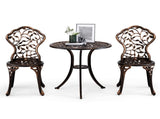 3 PCS Outdoor Bistro Set,Outdoor Patio Set, All-Weather Cast Aluminum Bistro Table Set for Backyard, 75089652