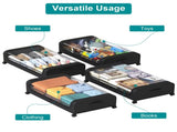 2 Pack Under Bed Storage Containers with Wheels, 42L Underbed Organizer Bin with Clear PVC Lid, Dual 33578725