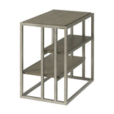 Padena Metal Frame Wood Living Room Chairside Table with Shelf T2574P164635