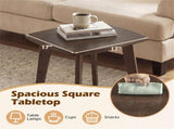17" Square Side Table Solid Rubber Wood, Walnut Finish End Table for Living Room Bedroom 81817030