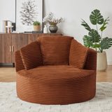 Compressible Corduroy Round Chair with Cushioned Backrest - Modern Comfort Seating for Living W2339P323623