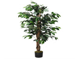 4FT Artificial Ficus Tree - 504 PEVA/Polyester Leaves, Multiple Trunks, Green 44479741