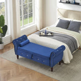 63.38"Velvet Multifunctional Storage Rectangular ottoman bench Comes with crystal buckle Solid Wood W1825P185500
