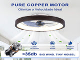 20" Modern Flush Mount Ceiling Fans with Lights Kit , 3000-6500K Dimmable LED Fan Light, 6 W3596P458001