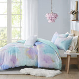 Twin/Twin XL Watercolor Tie Dye Printed Comforter Set with Throw Pillow B03595945