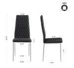 ZUN Black modern simple style dining chair leather chrome metal pipe diamond grid pattern restaurant W29964276