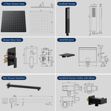 Male NPT Matte Black Shower System, 12 Inch Shower Fixtures Rain Shower Head with Handheld Shower 23535183