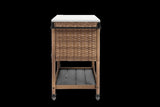 Outdoor Wicker Bar Cart, Patio Wine Serving Cart w/Wheels, Rolling Rattan Beverage Bar Counter Table W640P256899