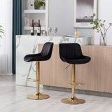 Chrome Footrest and Base Swivel Height Adjustable Mechanical Lifting Velvet Golden Leg Simple Bar W124956165