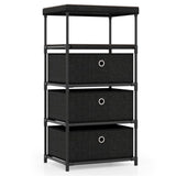 3-Drawer Fabric Storage Cabinet - Removable Foldable Drawers, Industrial Wood Top, Metal Frame with 51249504