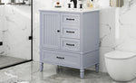 ZUN 30" Bathroom Vanity with Sink, Bathroom Cabinet with A Door, Three Drawers, Solid Wood Legs & MDF N759P207656E