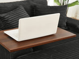 Fluffy Corduroy Storage Armrest Sofa,Single Versatile Seat with Ottoman,Cup Holder,Bluetooth W3705P476390