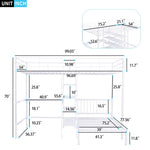 ZUN Full Over Twin Metal Bunk Bed with Built-in Desk, Shelves and Ladder, White 89901495