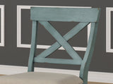 Prato Wood Cross Back Upholstered Dining Chairs, Set Of 2, Antique Blue T2574P164552