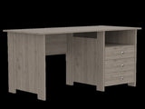 Computer Desk with Open Storage Shelf and 3-Drawers, Light Gray B097132887