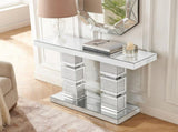 Mirrored Console Table with Crushed Diamond Inlay,Silver Mirrored Entryway Table,Modern Accent W1005P565131