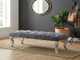 Decor Maxem Tufted Fabric Upholstered Bench Nailhead Trim , Gray T2574P164595