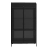 47.6" Tall Metal Storage Cabinet with Glass Doors & Flip-Top, 4-Tier Display Cabinet with Open W3122P272697