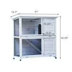 ZUN Rabbit Hutch Outdoor, 2-Story Rabbit Cage Indoor with Run, Bunny Cage with 2 Removable No-Leak W219106474