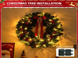 36in Pre-lit Battery Powered Christmas Wreath, Lighted Artificial Xmas Wreath with 80 Warm Lights 98668581