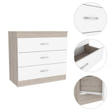 Melia Three Drawer Dresser, Superior Top, Metal Hardware -Light Gray / White B07092096