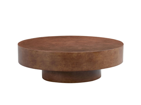 31.49''Faux Burl Wood Pattern Decal Coffee Table with Sturdy Pedestal for Living Room Office W876P362403