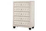 ZUN Modern Style Crystal Tufted Upholstery 5-Drawer Chest finished with Velvet Fabric made with Wood in B009136651