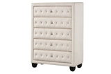 ZUN Modern Style Crystal Tufted Upholstery 5-Drawer Chest finished with Velvet Fabric made with Wood in B009136651