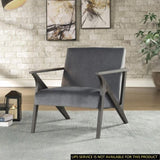 ZUN Retro Style Velvet Upholstered Gray Accent Chair 1pc Solid Rubberwood Antique Gray Finish Modern B011P182642