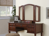 Bedroom Contemporary Vanity Set w Foldable Mirror Stool Drawers Cherry Color HS00F4071-ID-AHD