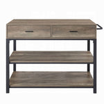 ZUN Rustic Oak and Black 2-Drawer Kitchen Island with Shelf B062P209303