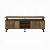 ZUN Rustic Oak and Black 2-Shelf TV Stand B062P209172