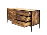 Industrial Style 6 Drawer Double Dresser,Rustic Brown Wood Storage Dresser Clothes Organizer with 95234840