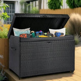 K&K 230 Gallon Wicker Deck Box with Wheels, All-Weather Outdoor Storage Box, Rattan Storage Bin for N707P245458B