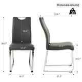 ZUN Modern Charcoal PU dining chair, cloth upholstered chair, electroplated metal chair legs, suitable W210P224289