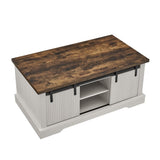 41.3 Inch Coffee Table Storage and Sliding Wood Door, Farmhouse and Industrial Cocktail Table 43506210