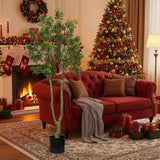 5.2FT Tall Artificial Tree Faux Plant Lush Evergreen Vibrant Green Foliage & Natural Trunk, 86085958