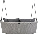 GO 51.9" 2-Person Hanging Seat, Rattan Woven Swing Chair, Porch Swing With Ropes, Gray Wicker And WF531575AAA