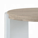 Oak and White High Gloss End Table with Sled Base B062P209137