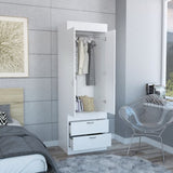 Lisboa Armoire, Rod, Double Door, Two Drawers, Metal Handles White B070P210737